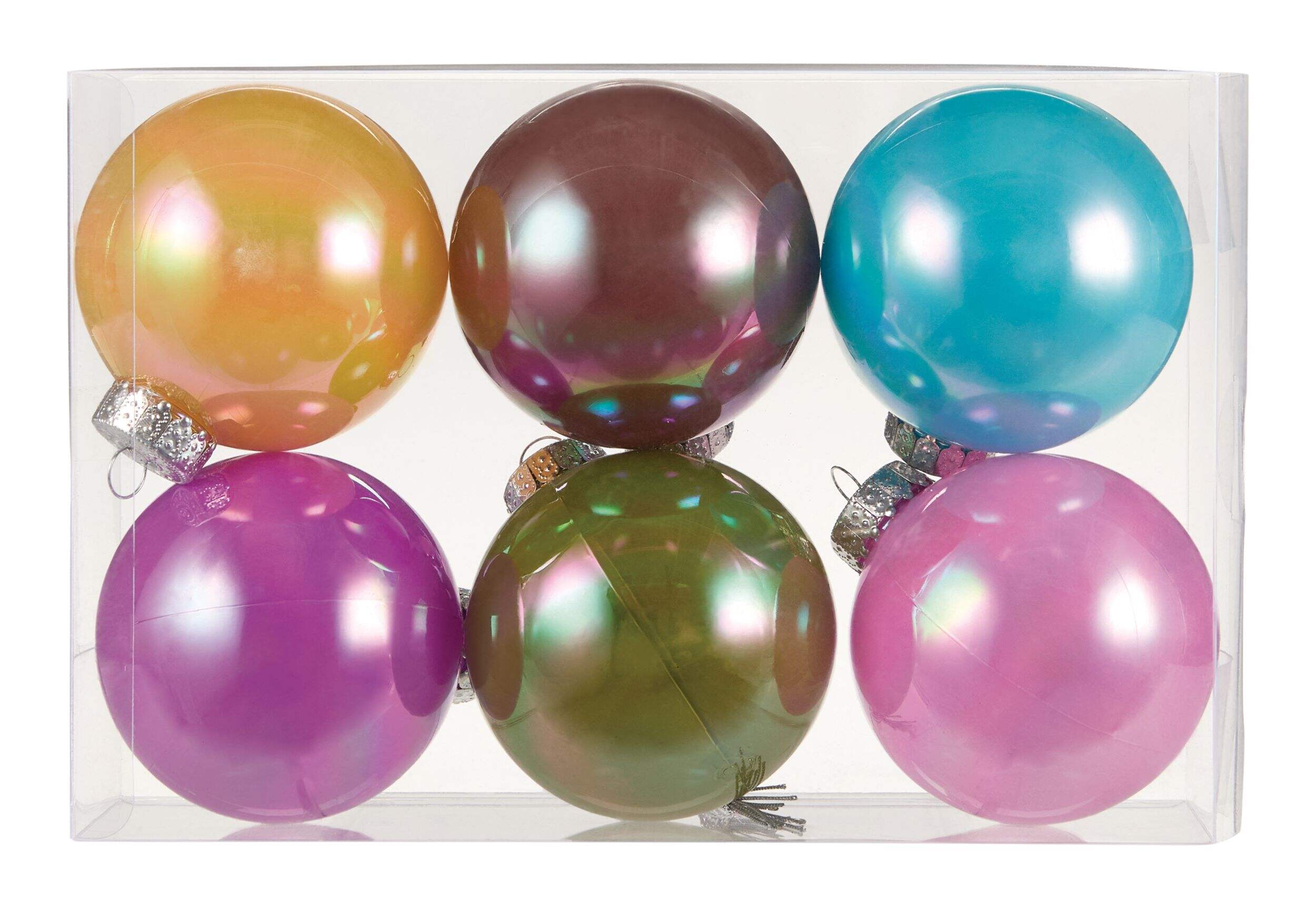 CANVAS Merry Mingle Collection Iridescent Shatterproof Christmas Ornament Set, 80-mm, 6-pc Front_Flat