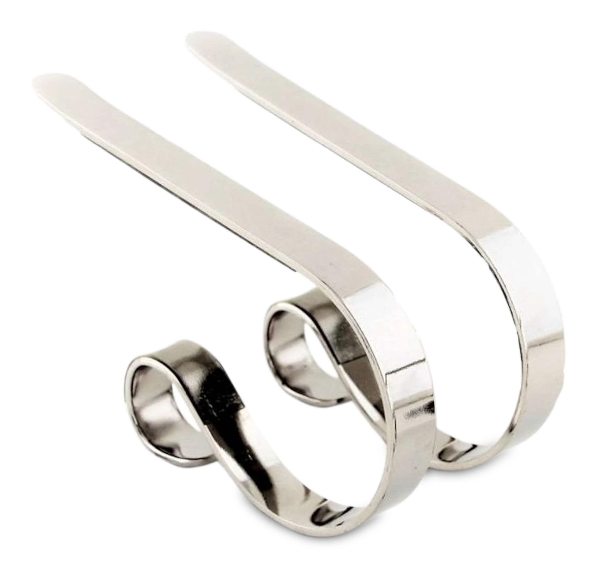 The Original Mantle Clip Christmas Decoration Adjustable Stocking Holder, Silver, 4-pk Front_Three_Fourths_Angled_Right