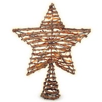 CANVAS Pre-Lit Rattan Star Christmas Tree Topper, 11 1/2-in Front_Flat