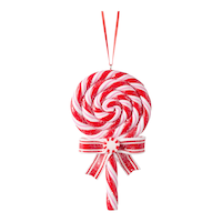 CANVAS Santa's Workshop Collection Candy Lollipop Ornament, Red/Pink/White, 5.2-in Front_Flat