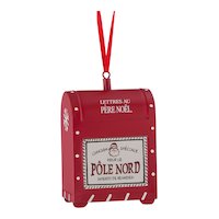 CANVAS Santa's Workshop Collection Letters to Santa Mailbox Ornament, 3.9-in Front_Angled_Left