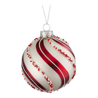 CANVAS Père Noël : Ornement boule menthe poivrée avec perles Front_Flat