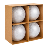 CANVAS Silver Frost Collection Metal Foil Texture Shatterproof Ball, 80-mm, 4-pc Front_Angled_Right