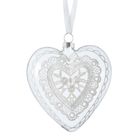 Ornement coeur en verre avec motif blanc CANVAS Front_Flat