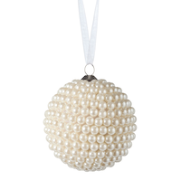 CANVAS White Christmas Collection Pearl Ball Ornament, White, 80-mm Front_Flat