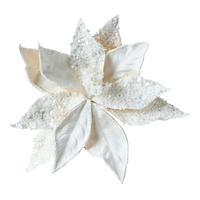 CANVAS White Christmas Collection Fabric Poinsettia Clip with Pearls, 9.4-in Front_Flat