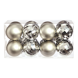 For Living Shatterproof Decoration Ball Christmas Ornament Set, Silver, 38-mm, 16-pc Front_Flat