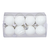 For Living Shatterproof Decoration Ball Christmas Ornament Set, White, 38-mm, 16-pc Front_Flat