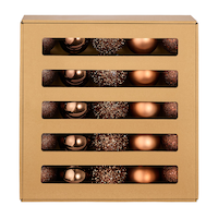 For Living Shatterproof Decoration Ball Christmas Ornament Set in Corrugate Box, Sugar Brown, 80-mm, 25-pc Front_Flat