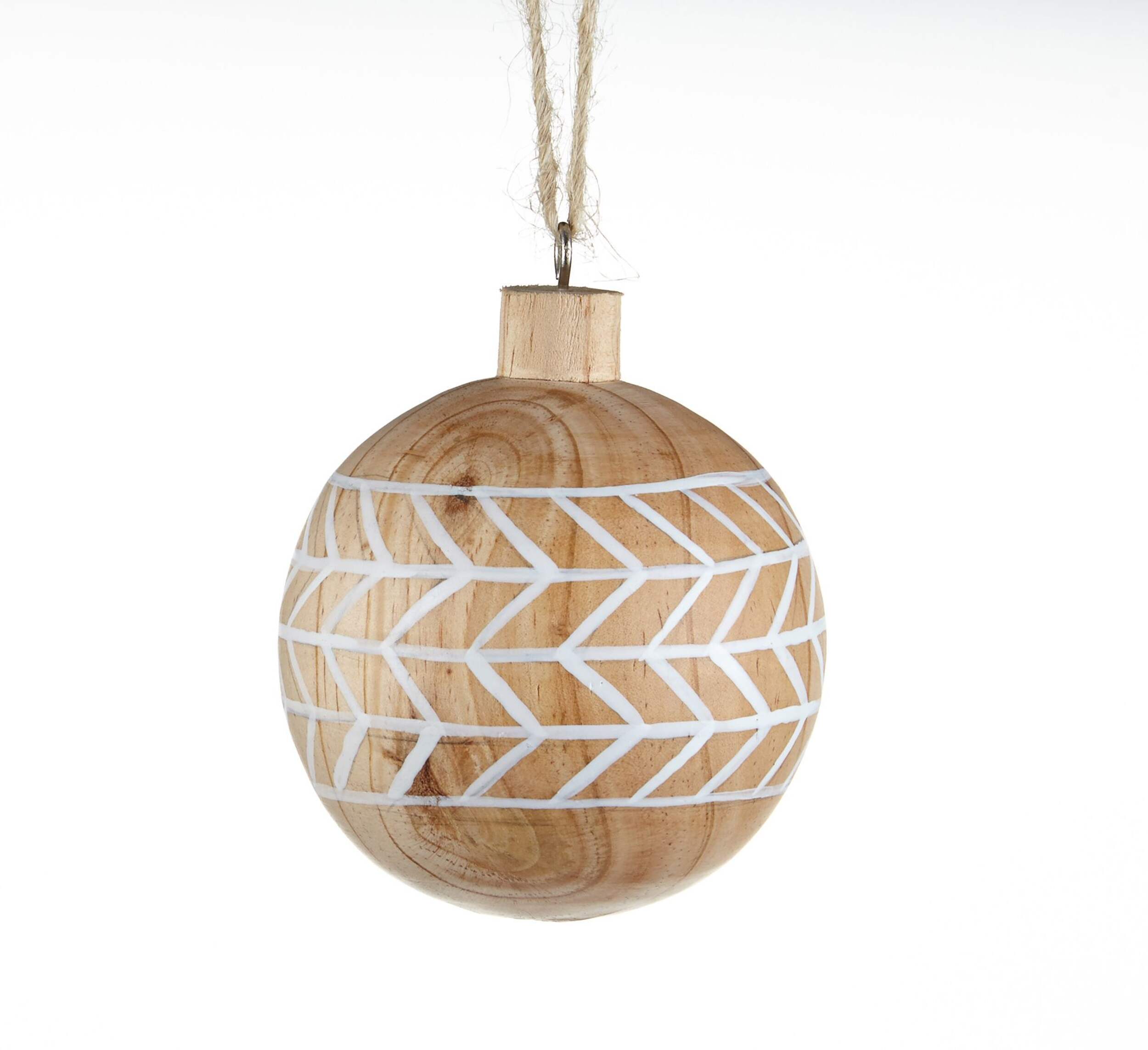 CANVAS White Collection Wood Painted Ball Ornament, Assorted, 4-in Front_Flat