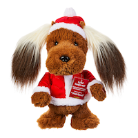 Décoration de Noël animée musicale dansante chien en peluche, brun, 13 po Front_Flat