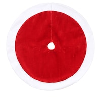 For Living - Cache-pied pour sapin de Noël de luxe, en velours, rouge, 48 po Overhead_Flat