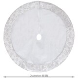 For Living Christmas Glittering Decoration Snowflake Tree Skirt, White, 48-in Front_Flat