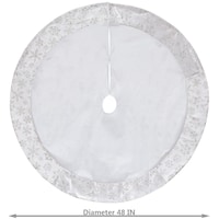 For Living Christmas Glittering Decoration Snowflake Tree Skirt, White, 48-in Front_Flat