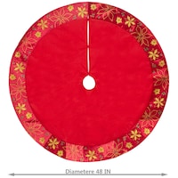 For Living - Jupe de sapin de Noël scintillant, à motifs Poinsettia , 48 po Front_Flat