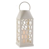 CANVAS Metal LED Christmas Decoration Cutout Lantern, with Faux Candle, White, 22-in Front_Angled_Right
