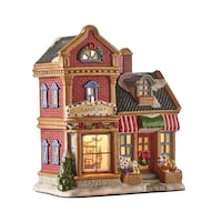 For Living LED Porcelain Christmas Village Candy Shop Decoration Set, 6 7/10-in Front_Angled_Right
