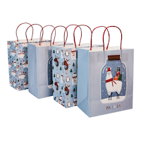 For Living Paper Christmas Decoration Gift Bags, Medium, 4-pk Front_Three_Fourths_Angled_Right