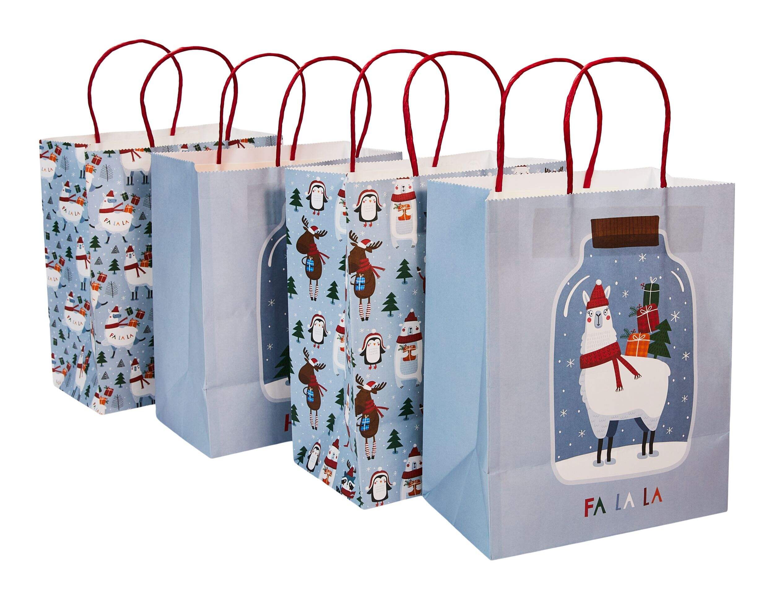 For Living Kraft Christmas Decoration Gift Bags, Medium, 4-pk Front_Three_Fourths_Angled_Right