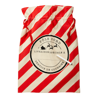 CANVAS Christmas Decoration Sac with Marker - French, Red & White, 18 x 26-in