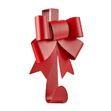 For Living Wreath Hanger, Metal Red Bow Front_Three_Fourths_Angled_Right