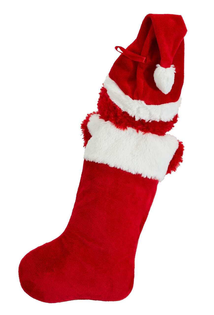 CANVAS Faux Fur Christmas Decoration Stocking, White, 20-in