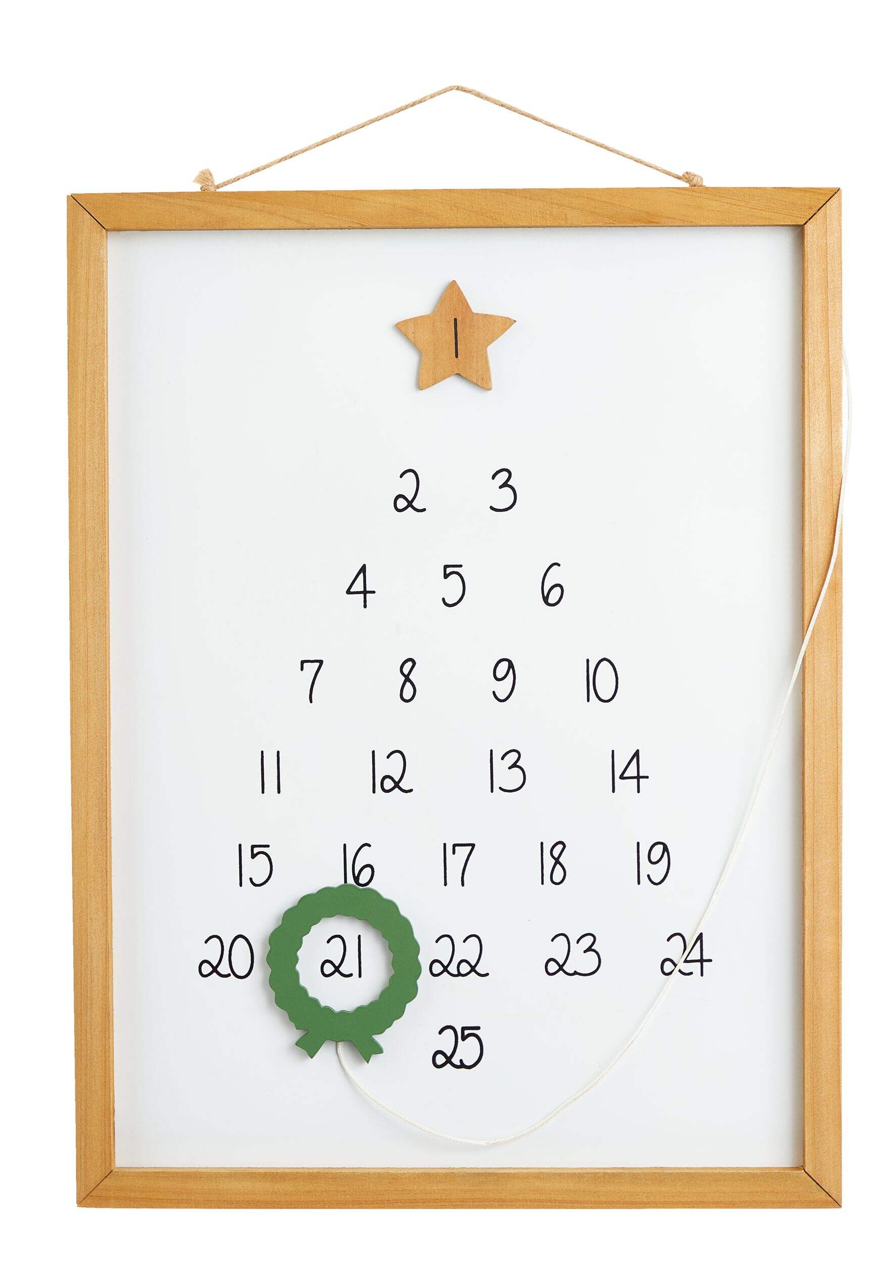 CANVAS Countryside Christmas Magentic, Hanging Wall Advent Calendar with Wooden Wreath, 40 1/2