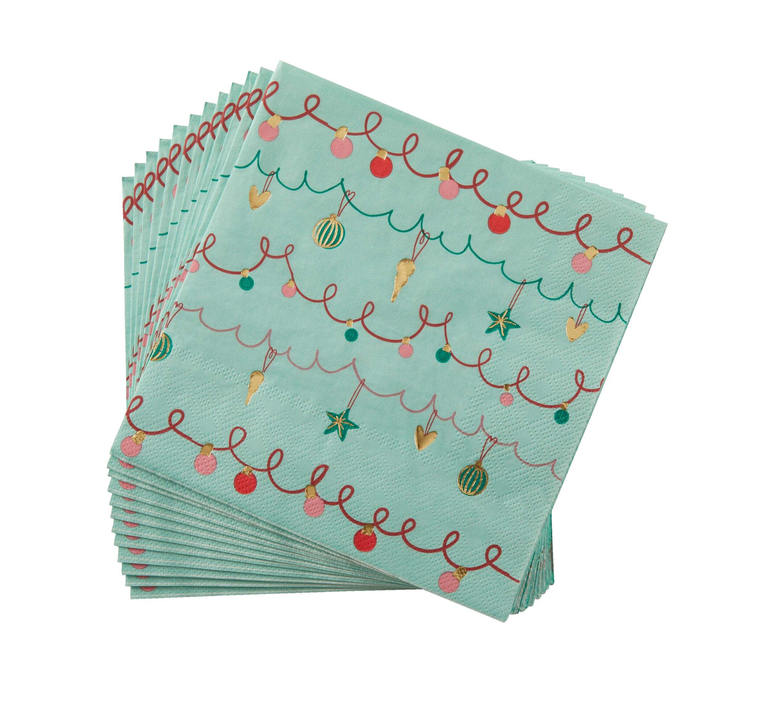 Sophistiplate Square Paper Disposable Lunch Napkins, Mint, 6.5-in, 16-pk, 2-ply, for Christmas Overhead_Flat