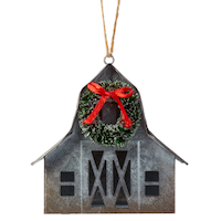 CANVAS Canadian Christmas Galvanized Barn Christmas Ornament, Metal, 3 1/2-in Front_Flat