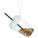 CANVAS Brights Collection Clear Cup with Glitter & Straw Christmas Ornament, 5 1/2-in Front_Angled_Left