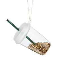 CANVAS Collection Joie et Éclat - Ornement de Noël Tasse transparente avec paillettes et paille, 5 1/2 po