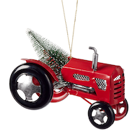 CANVAS Red Collection Metal Decoration Tractor Christmas Ornament, 5-in Front_Angled_Right