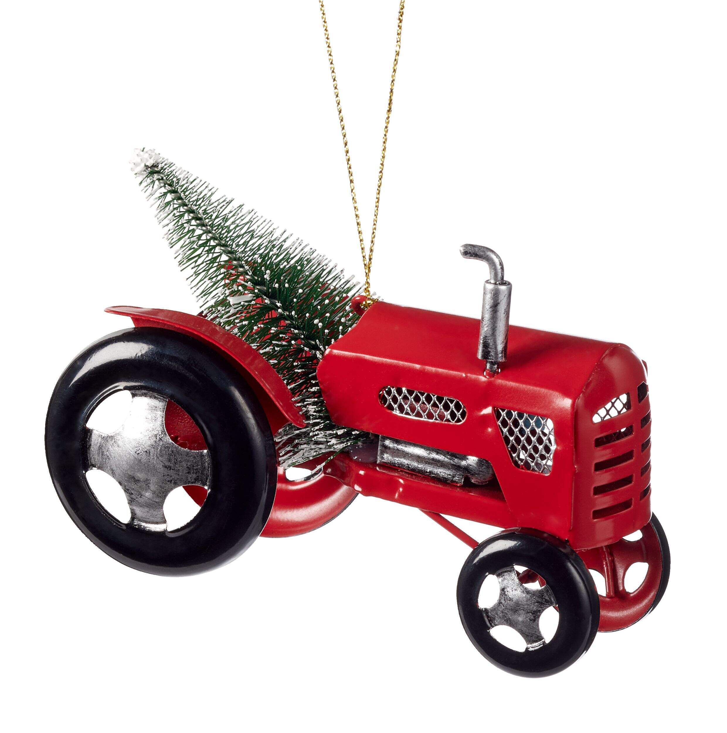 CANVAS Red Collection Metal Decoration Tractor Christmas Ornament, 5-in Front_Angled_Right