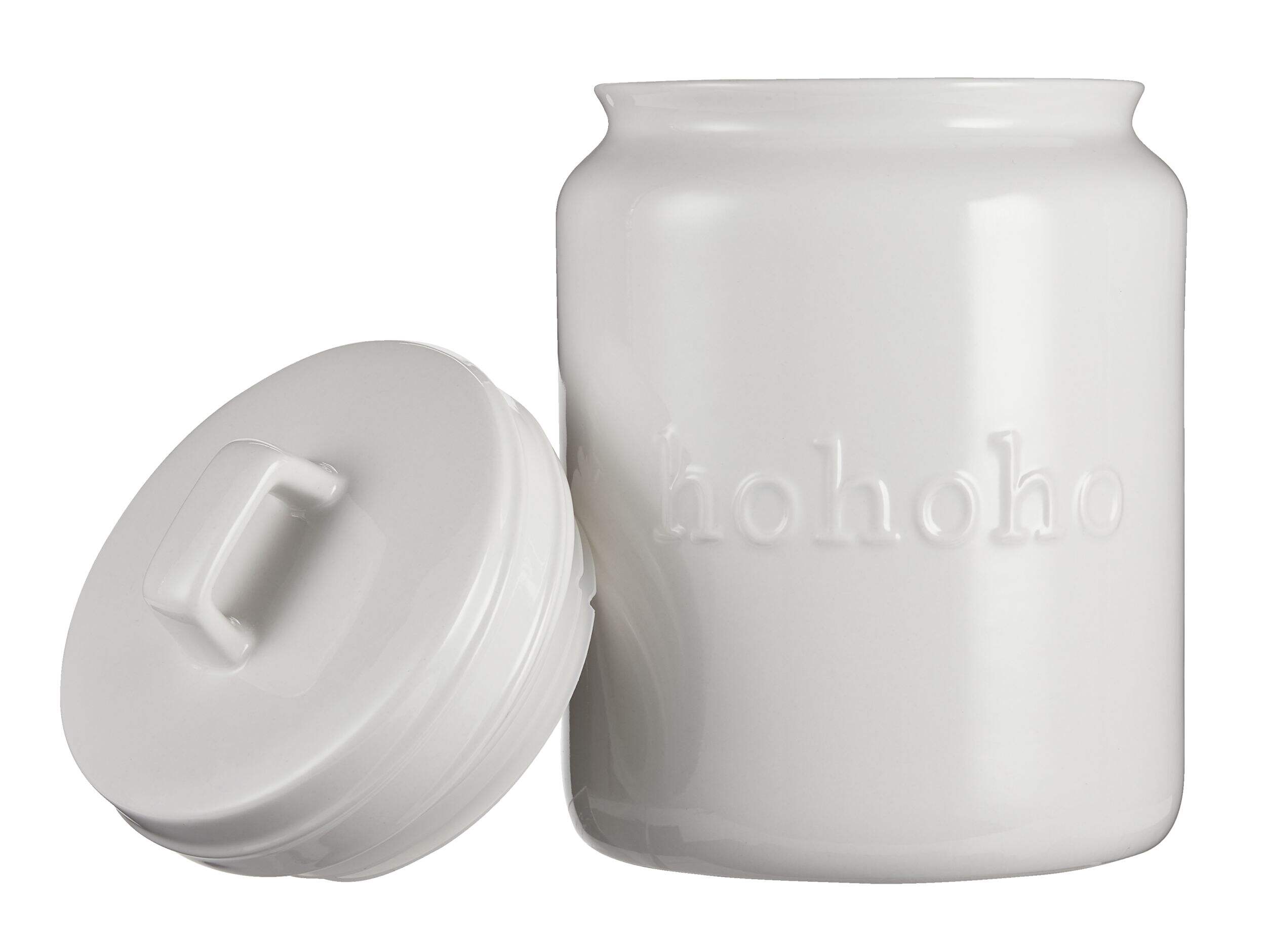 Jillian Harris X CANVAS Christmas Ho Ho Ho Cookie Jar, White Stoneware