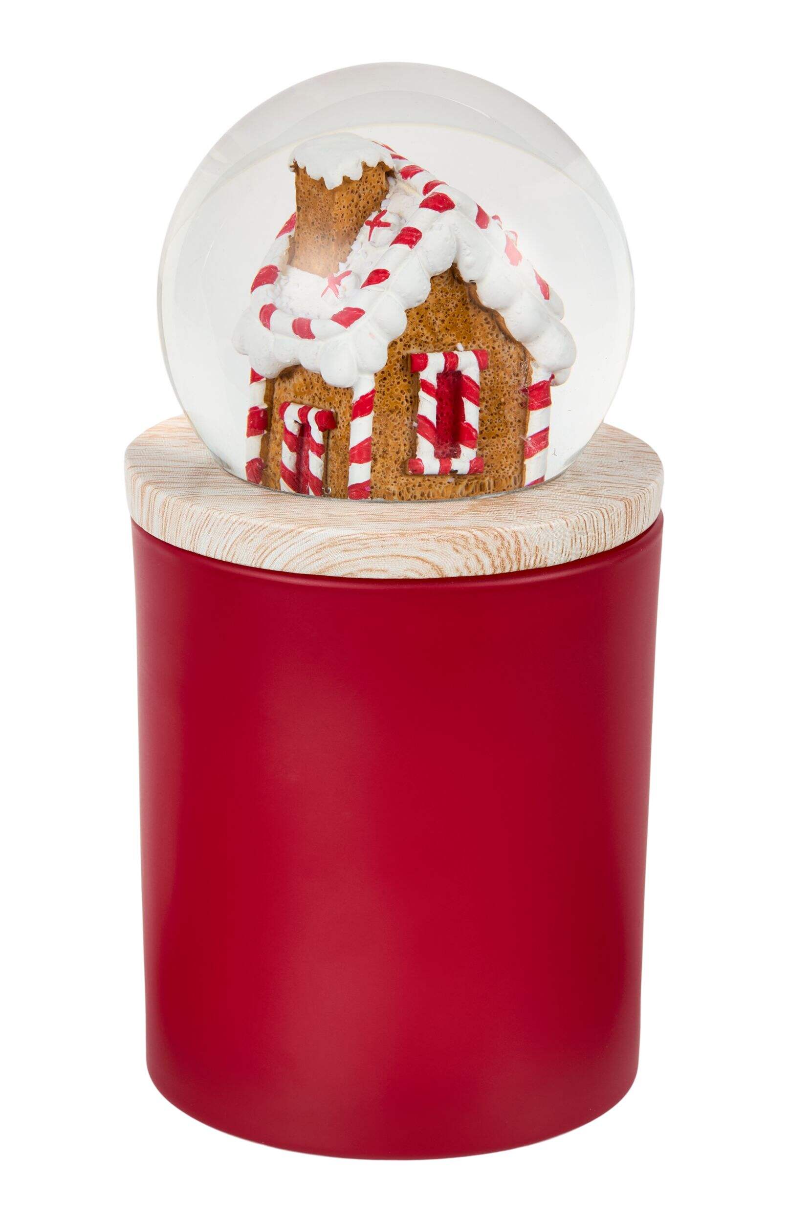 CANVAS Santa's Workshop Collection 284-g Gingerbread House Snow Globe Scented Candle Front_Elevated
