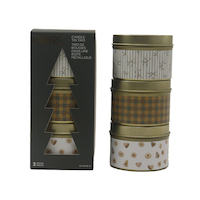 CANVAS Holiday Homecoming Collection Christmas Decoration Wrapped Tin Scented Candle, 3-pk Front_Flat