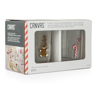 CANVAS Santa's Workshop Collection Candy Cane & Gingerbread Man Glass Icon Glasses Set, 2-pk Front_Angled_Right