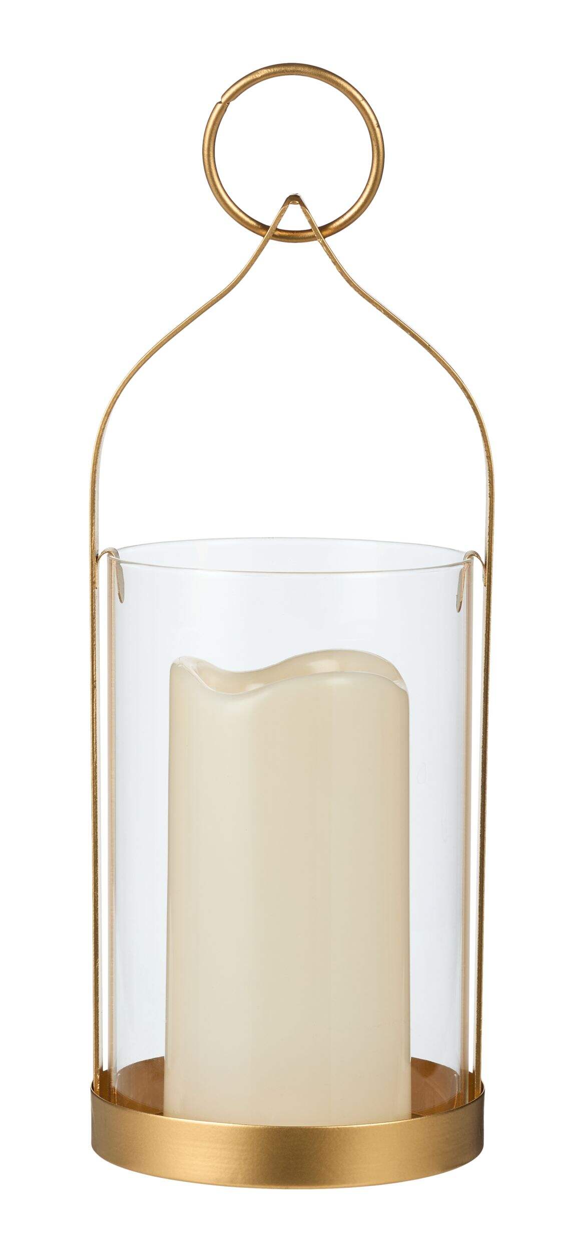 CANVAS Golden Moments Collection Small Gold Metal LED Lantern with Handle, 11-in Front_Elevated