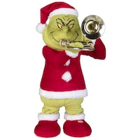 Gemmy Grinch Playing Trombone Animated Plush, Red/Green, 12-in Front_Angled_Right