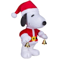 Gemmy Snoopy With Holiday Bells Small Side Stepper, White/Red, 13-in