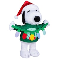 Snoopy With Wreath Sweater & Light String Holiday Greeter, White/Green, 18-in Front_Angled_Right