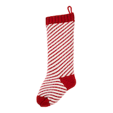 CANVAS Santa's Workshop Collection Diagonal Peppermint Stripe Knit Stocking, 18.5-in Side_Left