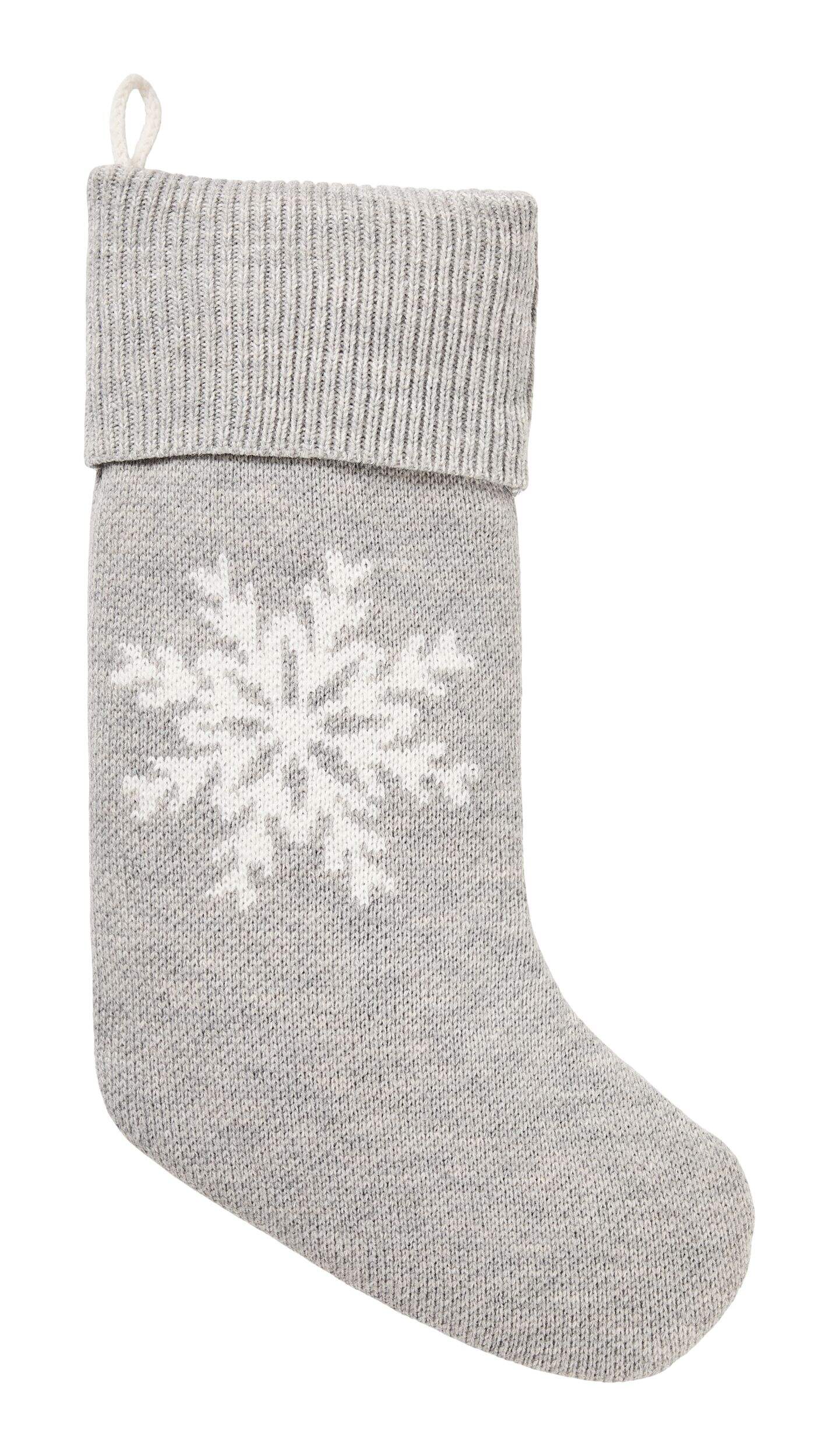 CANVAS Silver Frost Collection Grey Snowflake Knit Stocking, 18.5-in Side_Right
