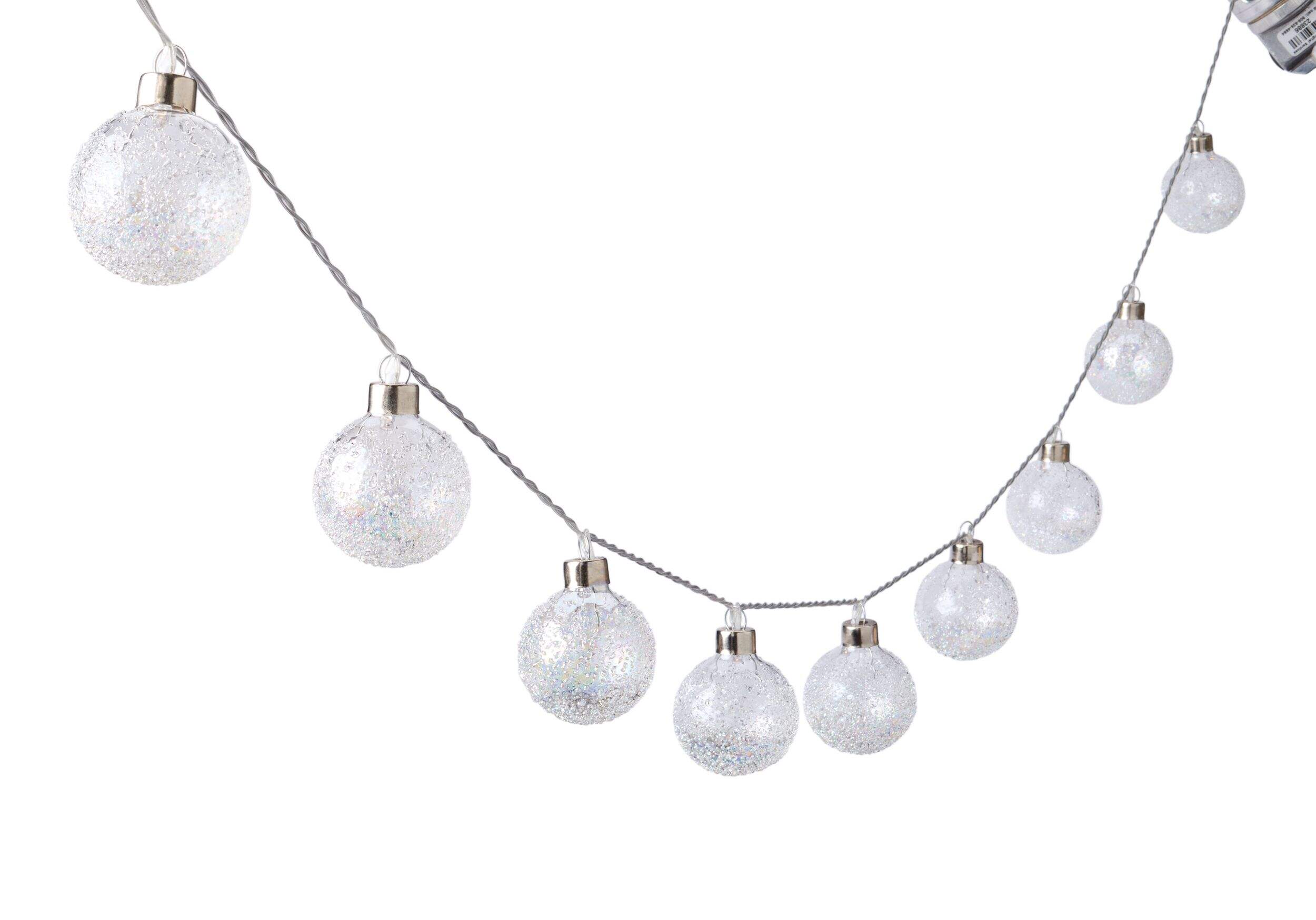 Jeu de lumières de Noël d'intérieur boule givrée avec minuterie CANVAS, 7 pi Front_Angled_Right