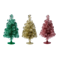 FOR LIVING Tabletop Christmas Decoration Mini Tinsel Tree, 12-in, Assorted Colours Front_Flat