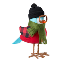 CANVAS Canadian Christmas Collection Red Bird with Toque & Goggles Tabletop Décor, 7.5-in Front_Angled_Right