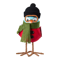 CANVAS Canadian Christmas Collection Red Bird with Toque & Goggles Tabletop Décor, 7.5-in Front_Flat
