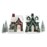 CANVAS Canadian Christmas Collection Paper House & Trees Set Holiday Tabletop Décor, 5-pc