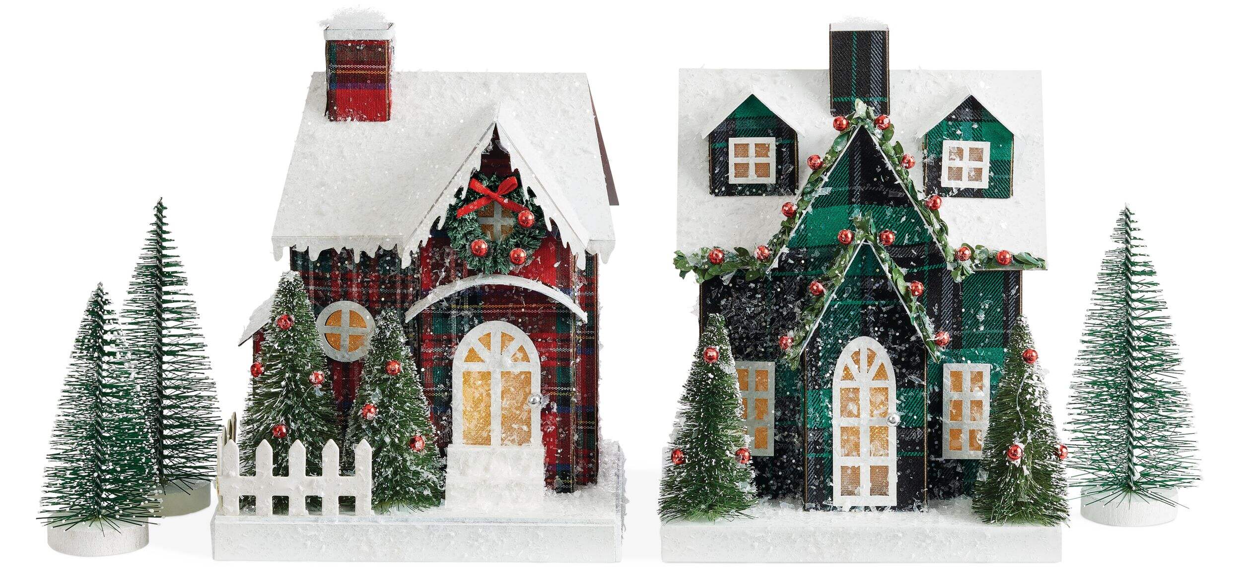 CANVAS Canadian Christmas Collection Paper House & Trees Set Holiday Tabletop Décor, 5-pc Front_Flat