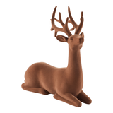 CANVAS Holiday Homecoming Collection Christmas Decoration Brown Flocked Sitting Deer, 10.75-in Front_Angled_Right